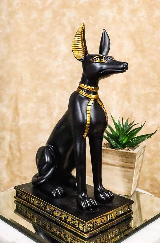 古代エジプト犬・アヌビスの神・2体・ブロンズ